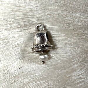 Pandora Authentic Silver Bell Pearl Charm for Bracelet Retired Wedding Bell Love